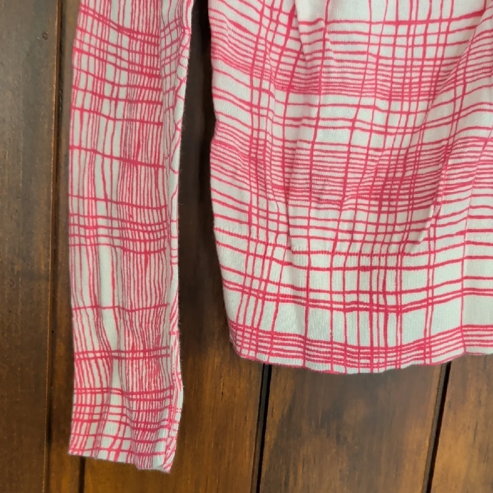 LOFT Pink and White Checkered Sweater - Picture 4 of 6